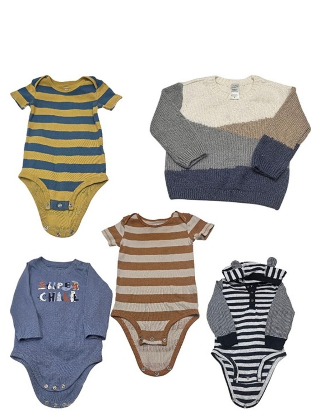 ​5-Pc Baby Boy Bundle 18M Romper Bodysuits Sweater Knit Set